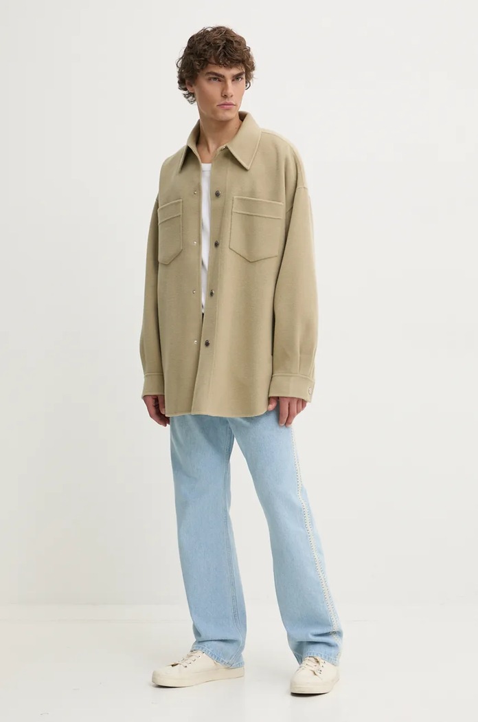 Вълнено яке Nanushka MARTIN NM24PFJK00962 бежов AW24