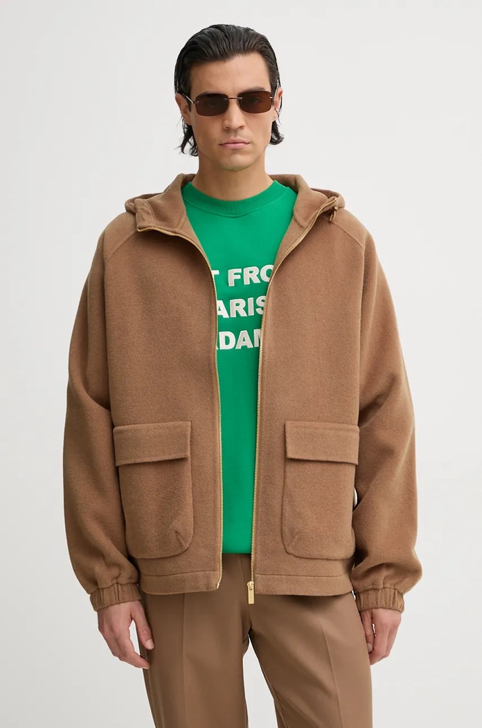 Вовняна куртка Drôle de Monsieur La Veste ‡ Capuche Laine з капюшоном коричневий E.JT191.WO031.CL