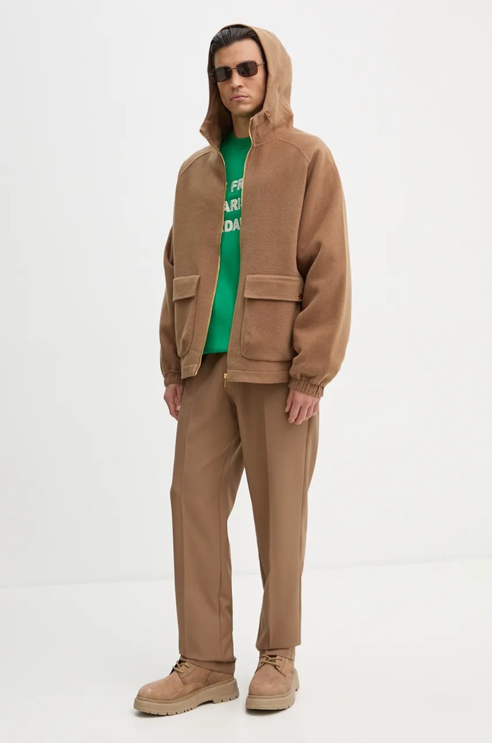 Вовняна куртка Drôle de Monsieur La Veste ‡ Capuche Laine E.JT191.WO031.CL коричневий AW24