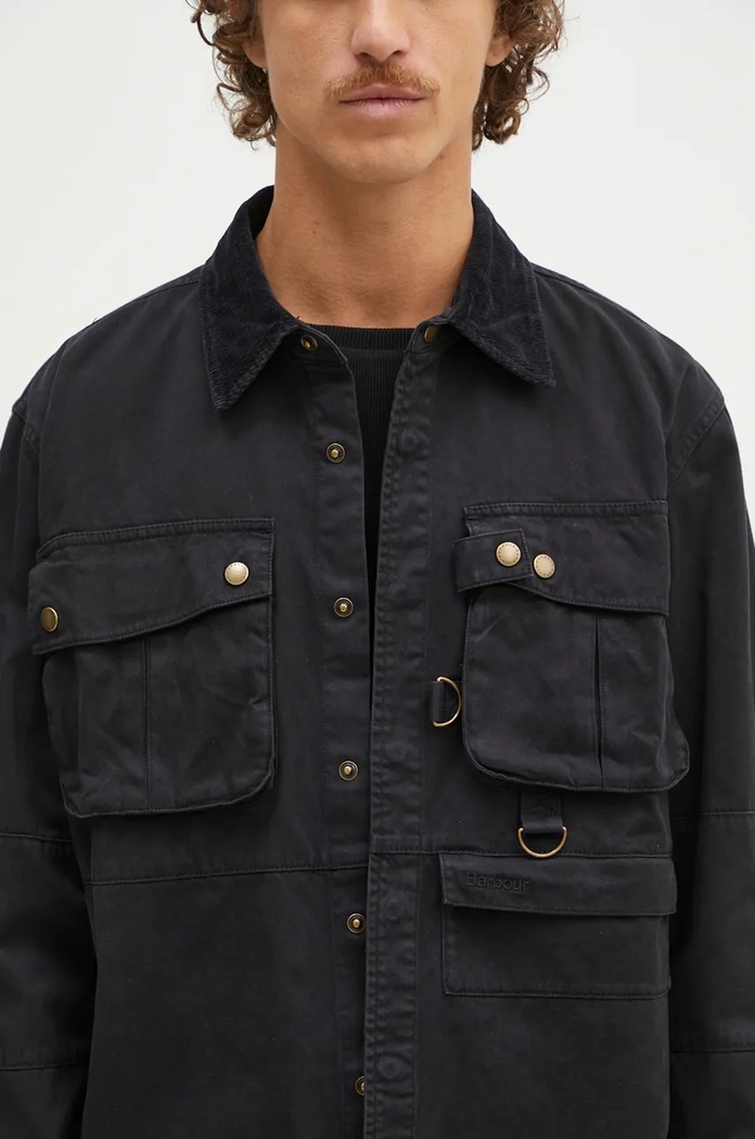 Košilová bunda Barbour Oakmoor OS Twill Overshirt černá MOS0380