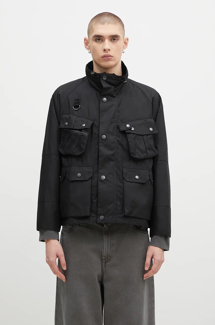 Bunda Barbour Modified Dryfly Wax Jacket bez kapuce černá MWX2337