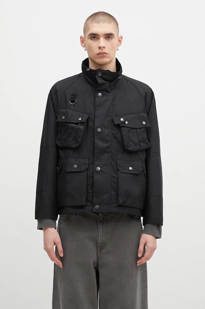 Bunda Barbour Modified Dryfly Wax Jacket bez kapuce černá MWX2337