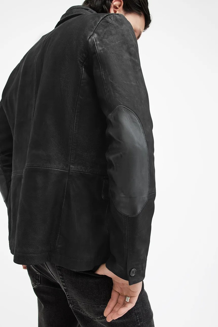 Kožená bunda AllSaints SURVEY LTHR BLAZER černá M061LB