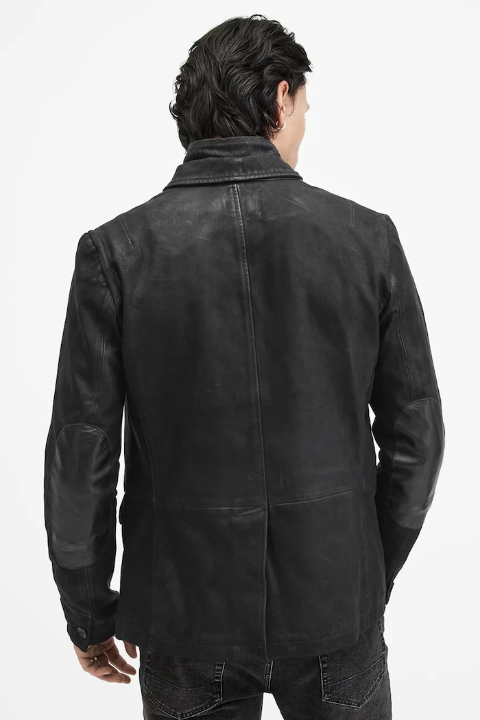 Kožená bunda AllSaints SURVEY LTHR BLAZER M061LB černá