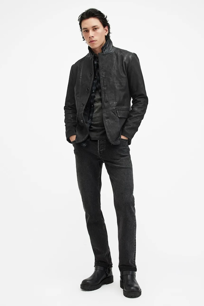Kožená bunda AllSaints SURVEY LTHR BLAZER M061LB