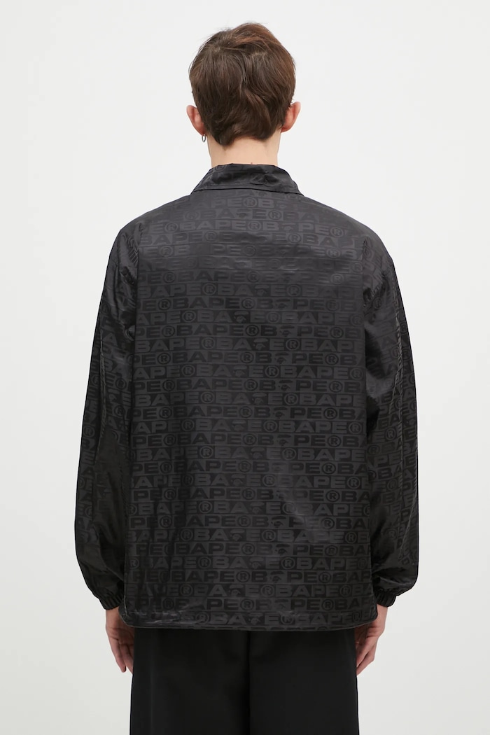 Odzież A Bathing Ape kurtka Lux Sport Pattern Jacquard Nylon Coach Jacket 1K80140314 czarny