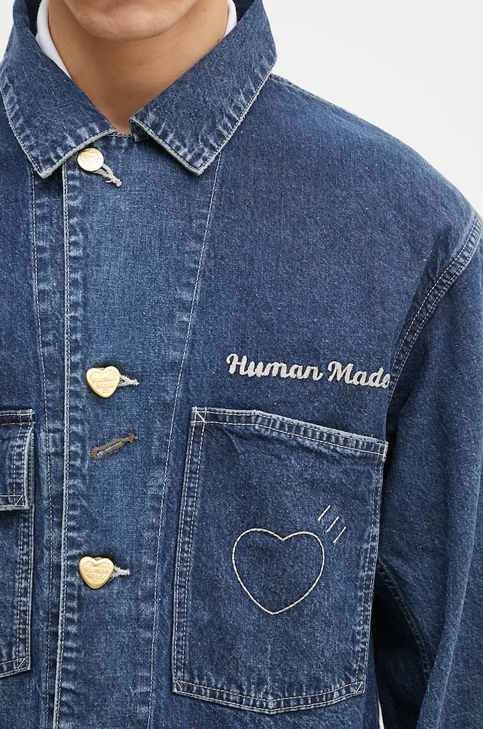 Džínová bunda Human Made Denim Coverall Jacket námořnická modř HM28JK002