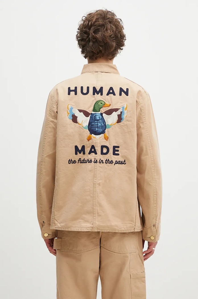 Oblečení Bavlněná košilová bunda Human Made Washed Duck Coverall Jacket HM28JK013 béžová