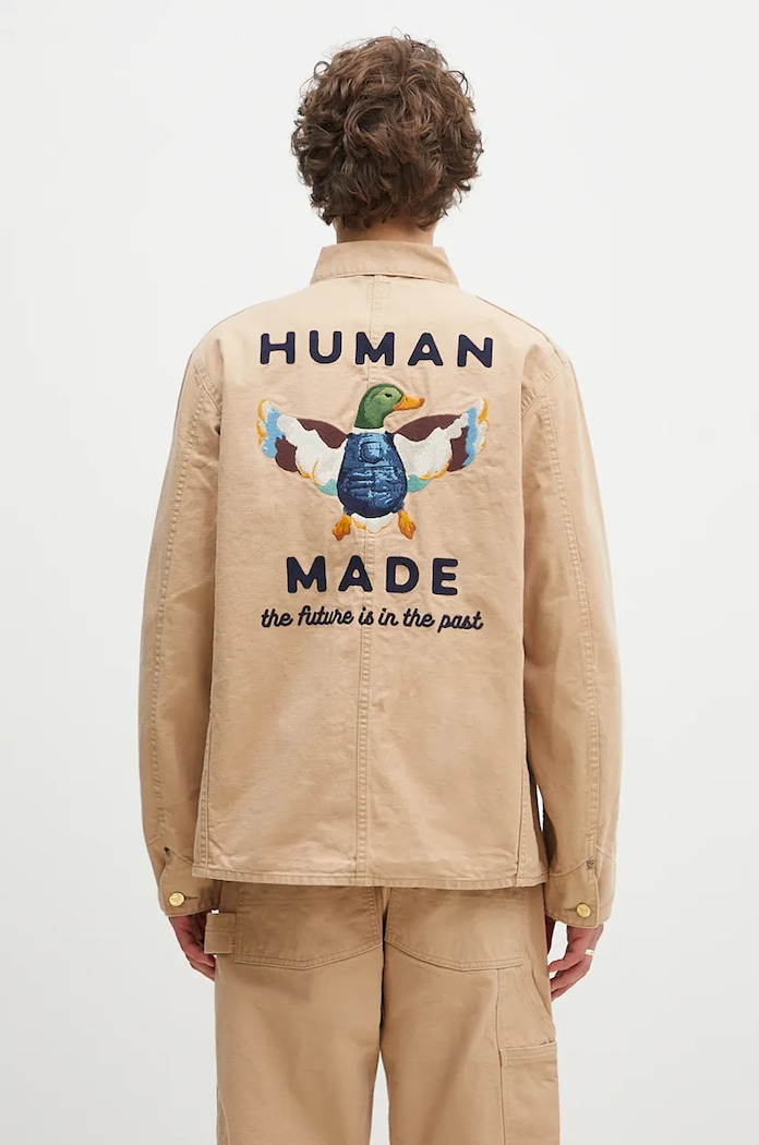 Oblečení Bavlněná košilová bunda Human Made Washed Duck Coverall Jacket HM28JK013 béžová
