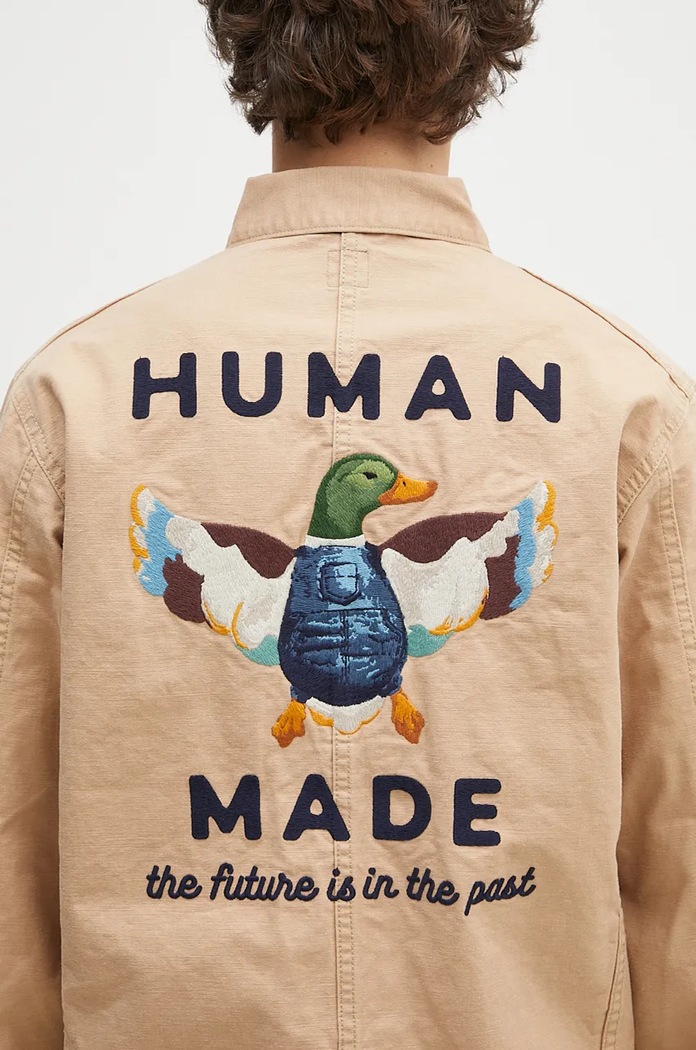 Bavlněná košilová bunda Human Made Washed Duck Coverall Jacket béžová HM28JK013