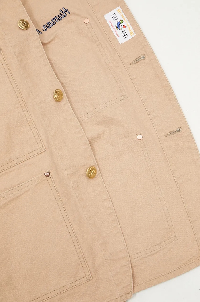 Bavlněná košilová bunda Human Made Washed Duck Coverall Jacket HM28JK013 béžová