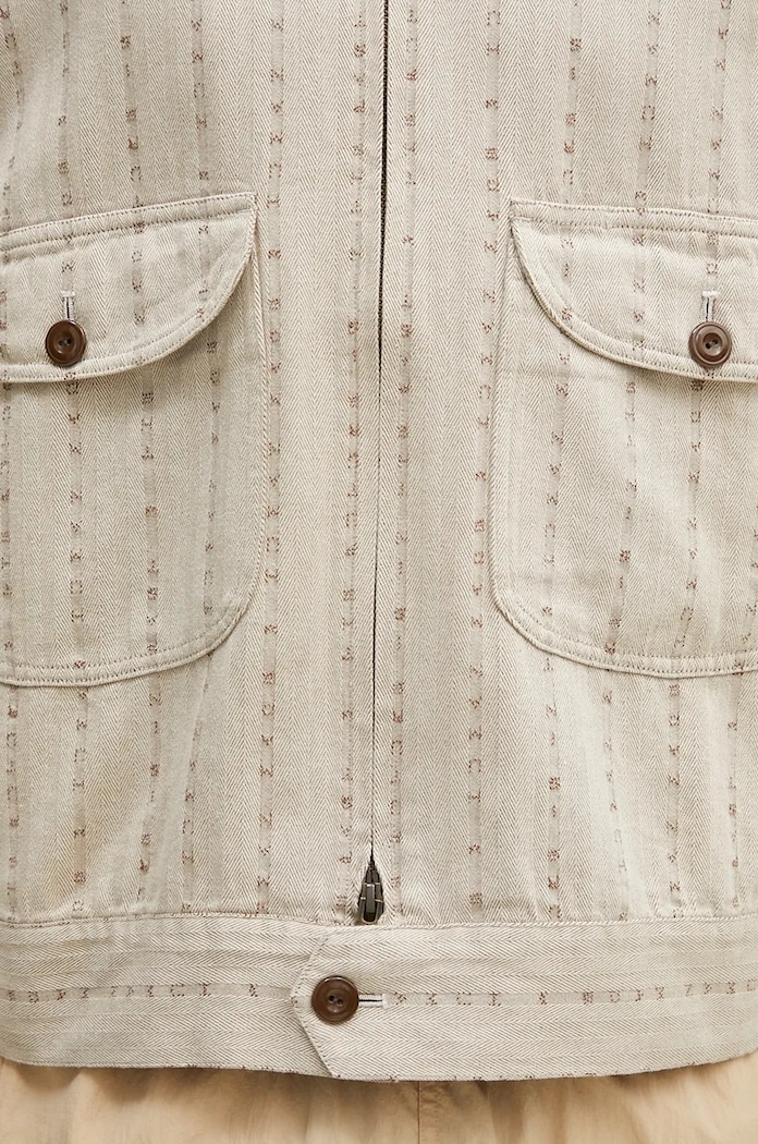 Human Made cotton shirt jacket Herringbone Zip-Up Work Jacket beige HM28JK014