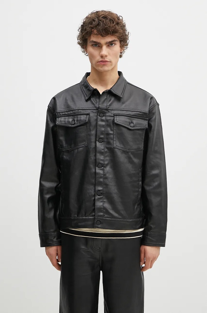 Τζιν μπουφάν PLEASURES Latex Trucker Jacket χωρίς μόνωση μαύρο P24F040