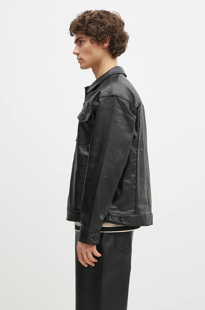 Τζιν μπουφάν PLEASURES Latex Trucker Jacket P24F040 μαύρο AW24