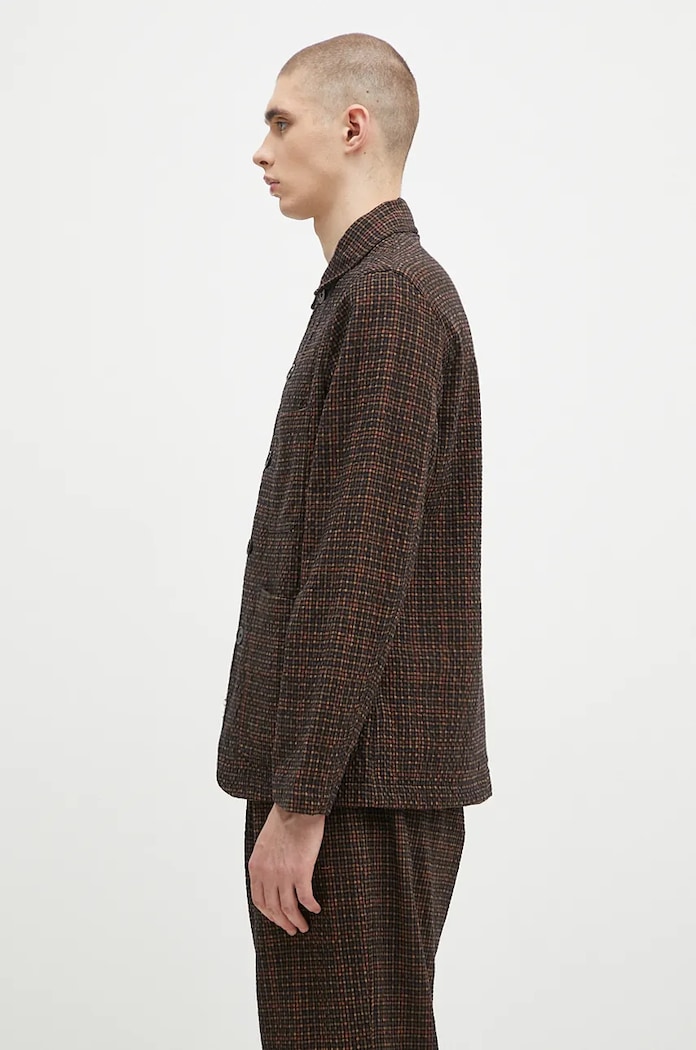 Vlněná košile Universal Works 31111.BLACK zelená AW24