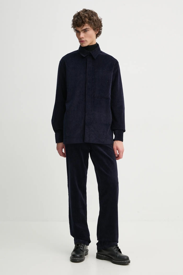 Études Studio camasa din velur H24MMOUT370 bleumarin AW24