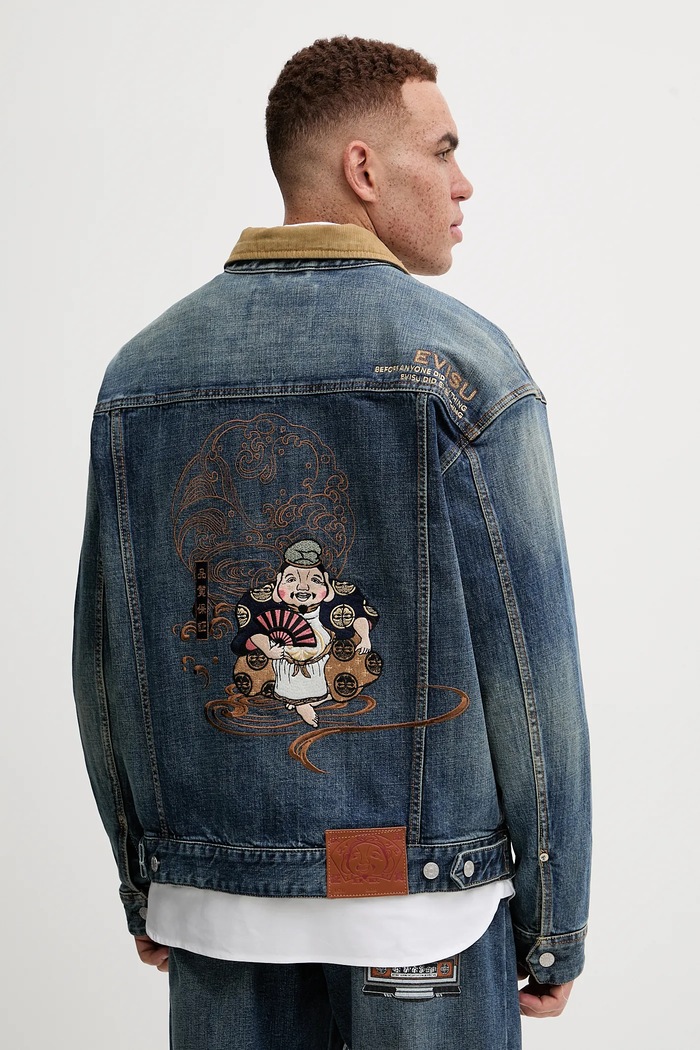 Îmbrăcăminte Evisu Geacă din denim Printed & Emb 2EAHTM4DJ8001 bleumarin