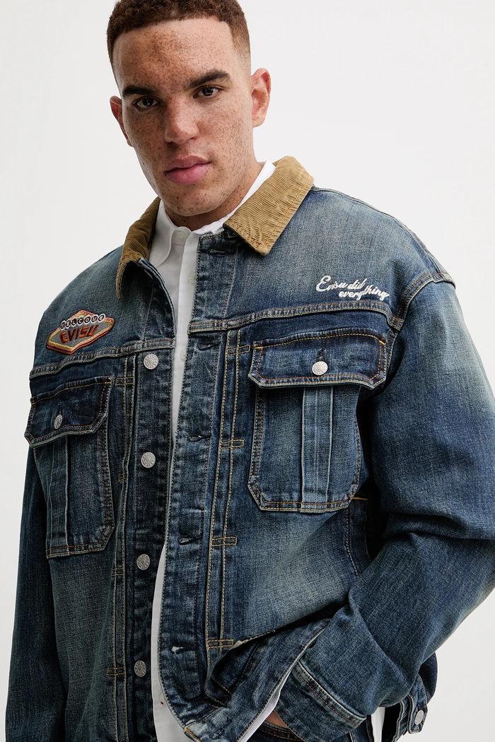 Geacă din denim Printed & Emb Evisu 2EAHTM4DJ8001 bleumarin