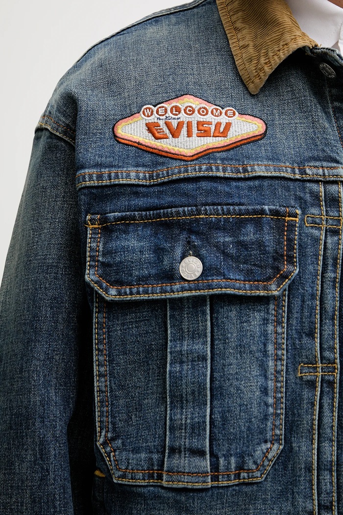 Geacă din denim Printed & Emb Evisu bleumarin 2EAHTM4DJ8001