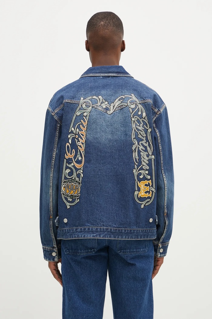 Джинсовая куртка Evisu Sheridan Daicock Printed без капюшона тёмно-синий 2EAHTM4SJ1015