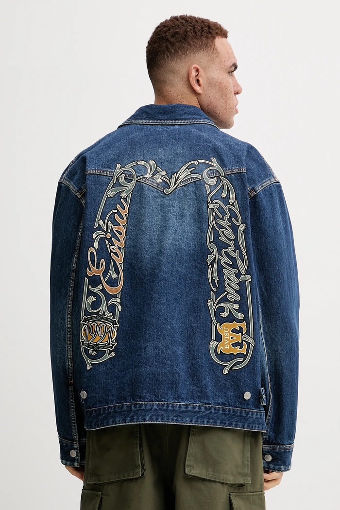Oblečenie Rifľová bunda Evisu Sheridan Daicock Printed 2EAHTM4SJ1015 tmavomodrá