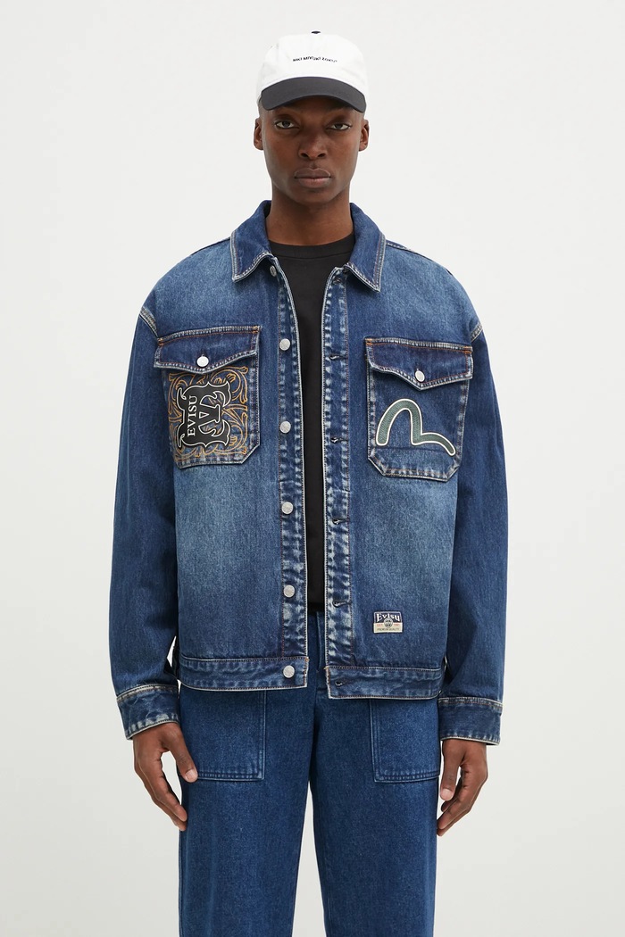 Одежда Джинсовая куртка Evisu Sheridan Daicock Printed 2EAHTM4SJ1015 тёмно-синий
