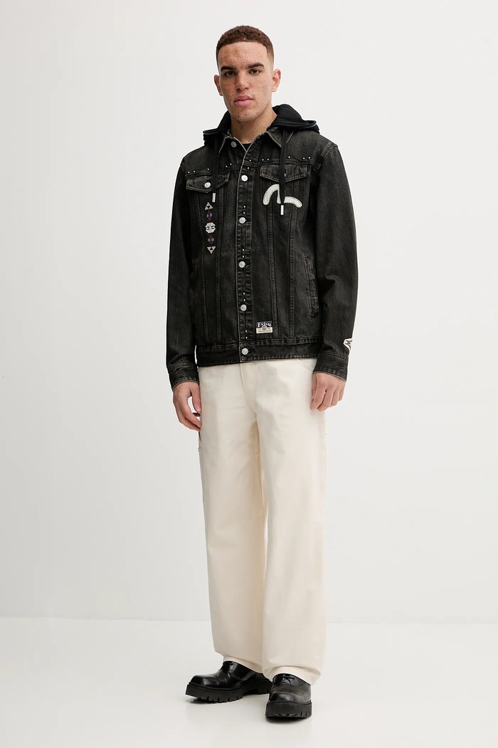 Evisu kurtka jeansowa Weel of Wisdom 2EAHTM4DJ1001 czarny AW24
