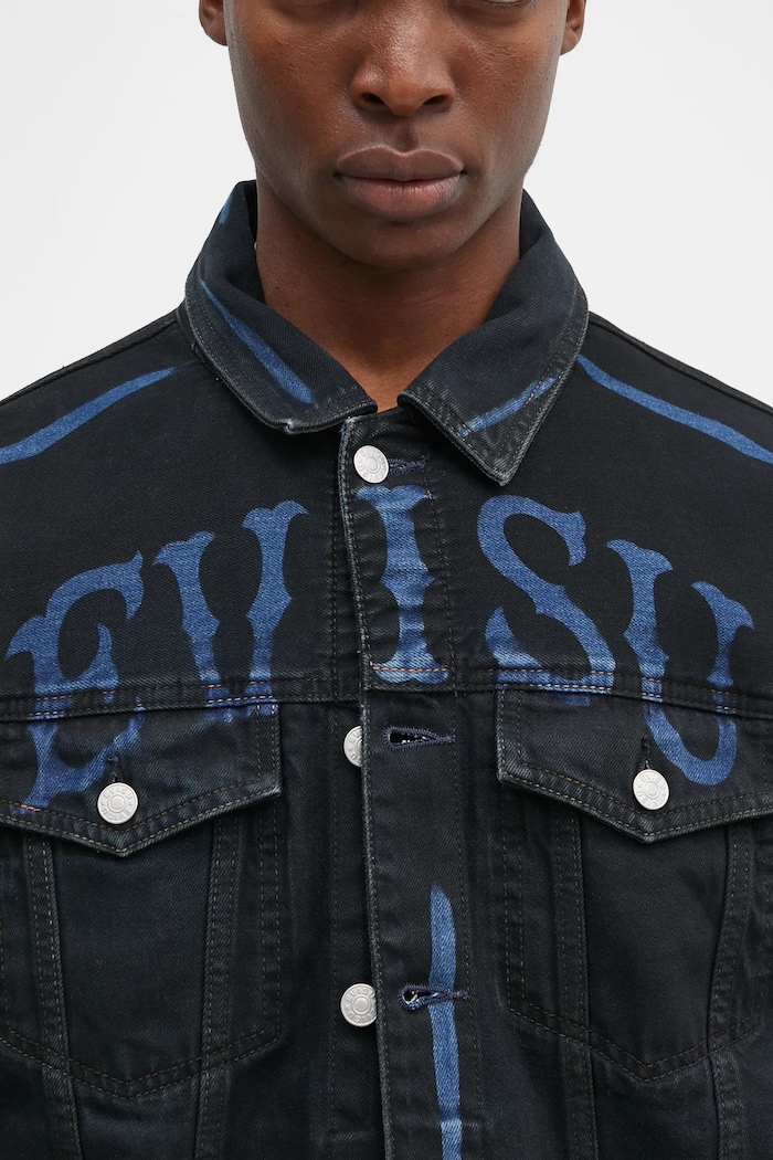 Evisu geacă din denim Daicock Print negru 2EAHTM4DJ1005