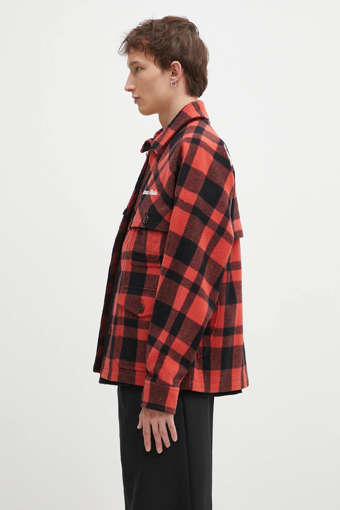 Human Made kurtka koszulowa wełniana Wool Hunting Jacket HM28JK031 czerwony AW24