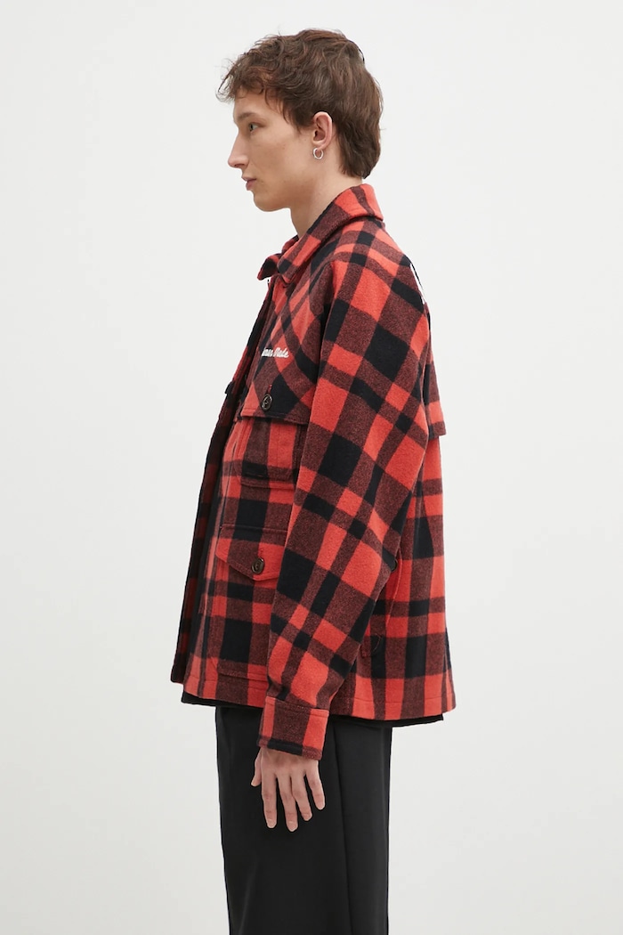 Human Made kurtka koszulowa wełniana Wool Hunting Jacket HM28JK031 czerwony AW24