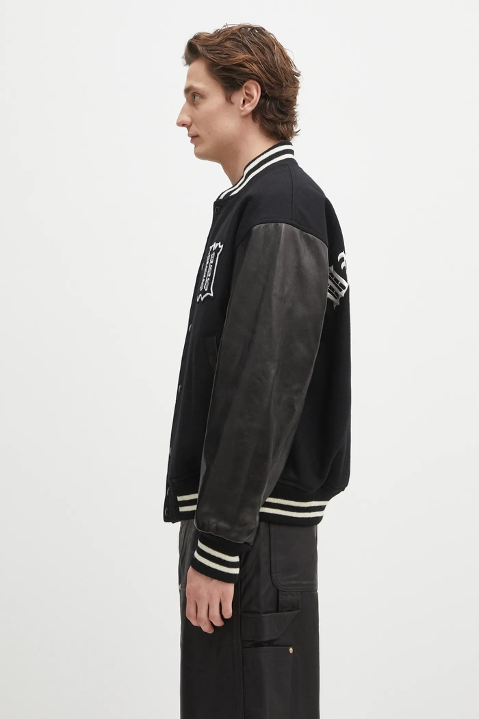 Wacko Maria jachetă bomber din lână Leather Varsity 24FW.WMO.BL16 negru AW24