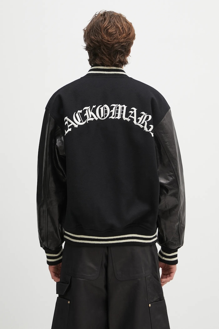 Îmbrăcăminte Wacko Maria jachetă bomber din lână Leather Varsity 24FW.WMO.BL16 negru