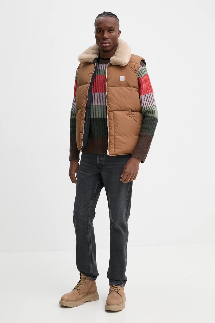 Oboustranná vesta A.P.C. doudoune teddy hnědá PAAFW.M30201