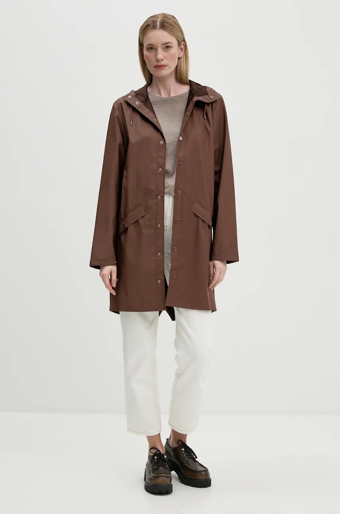 Odzież Rains kurtka Long Jacket W3 12020.23 brązowy