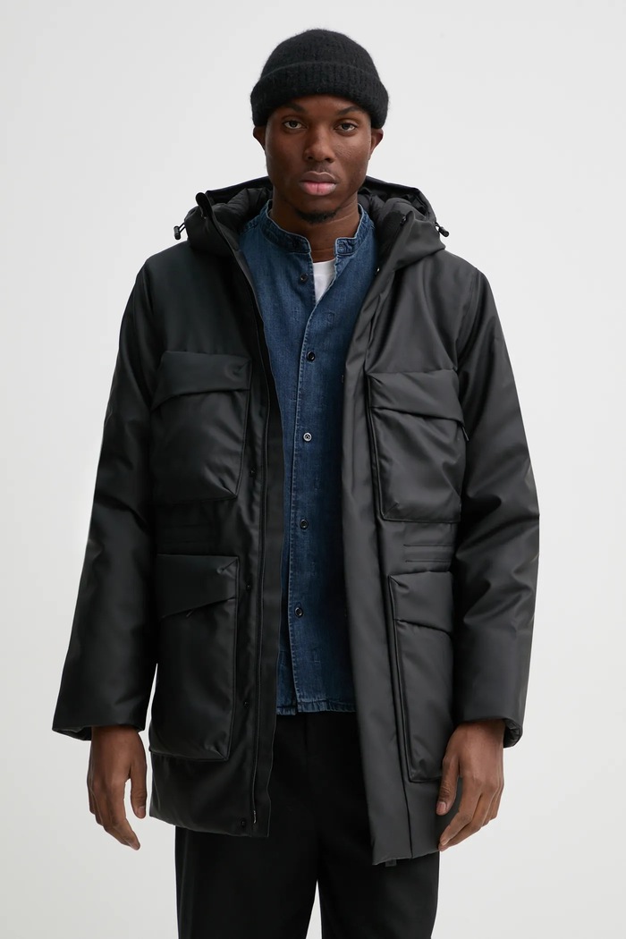 Rains geaca Askim Long Insulated Cargo Jacket W3T4 15930.01 negru AW24