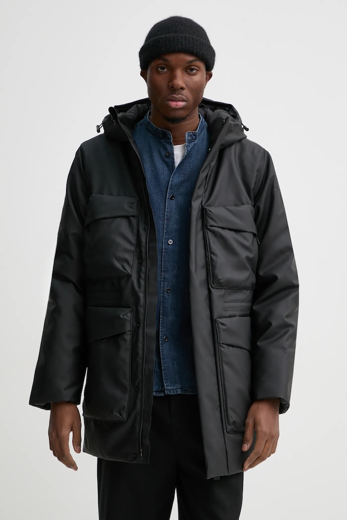 Rains geaca Askim Long Insulated Cargo Jacket W3T4 15930.01 negru AW24