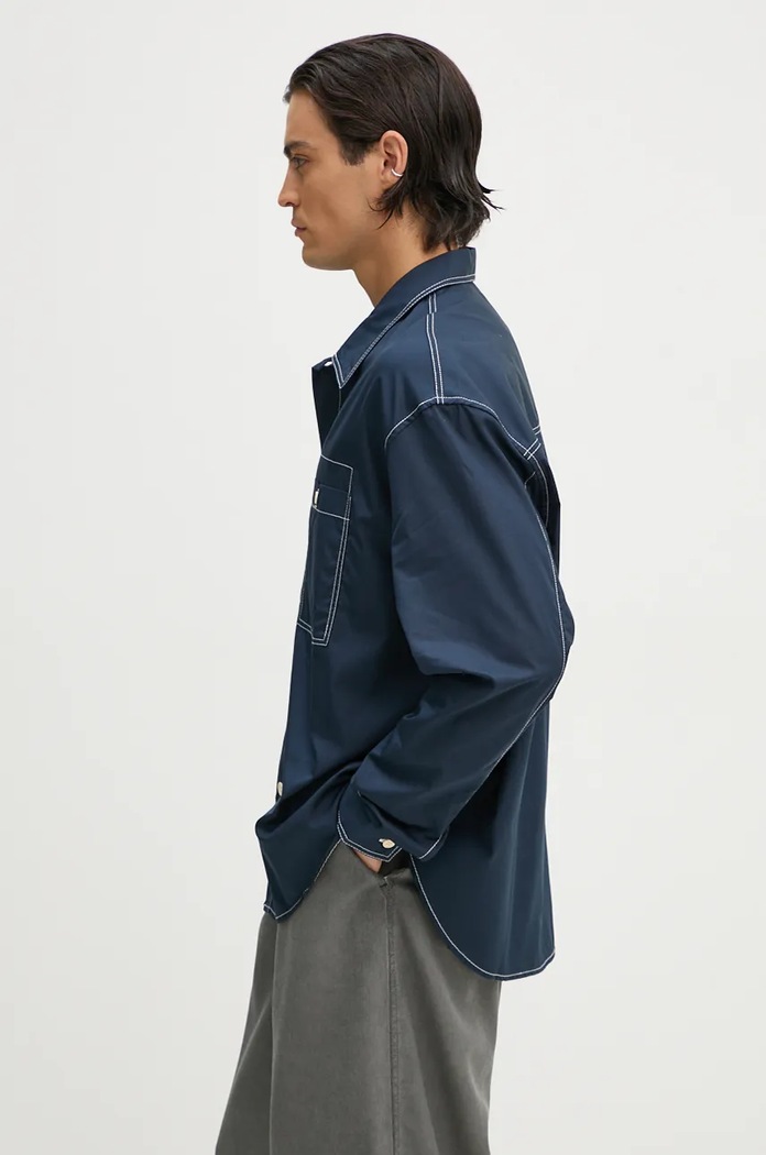 Sunnei camasa din bumbac RTWXSHR019 bleumarin AW24