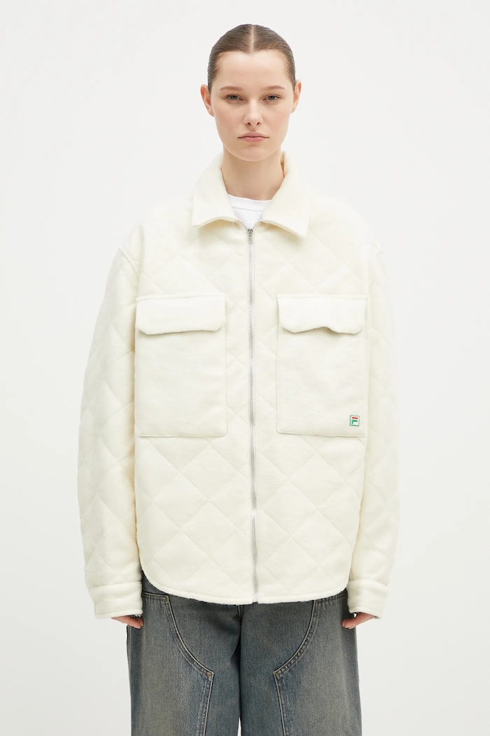 Шерстяная куртка-рубашка FILA+ Quilted Overshirt переходная модель бежевый 42FW24OW01508C001