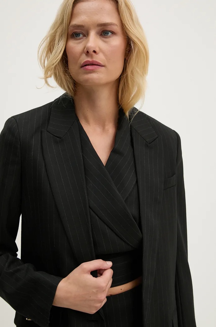 Bruuns Bazaar marynarka z domieszką wełny BillBBFrida blazer czarny BBW4105