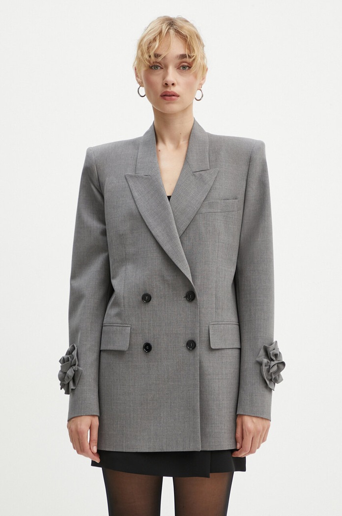 Vlněné sako MSGM látka šedá 3741MDG18X.247506