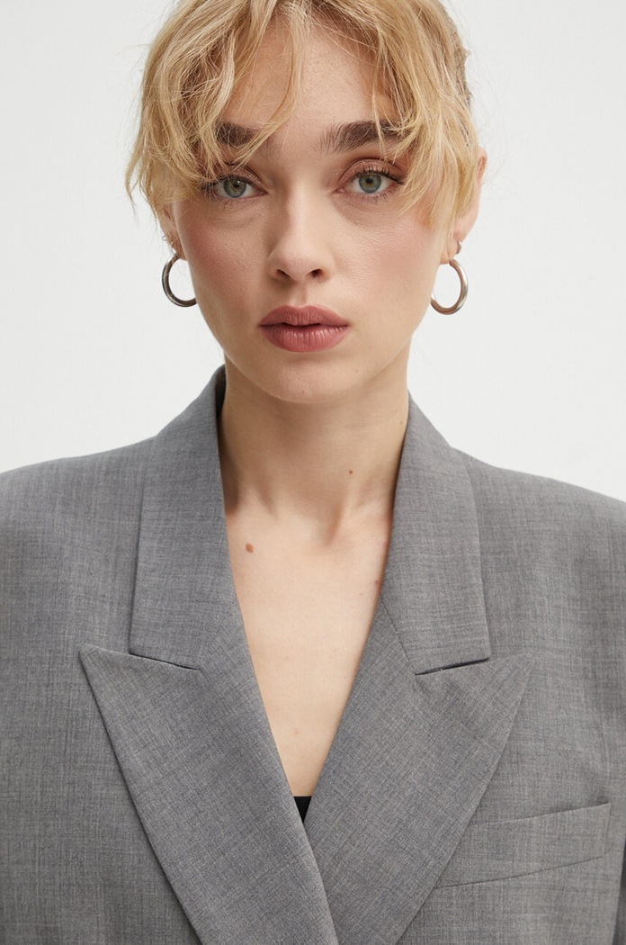 Vlněné sako MSGM 3741MDG18X.247506 šedá