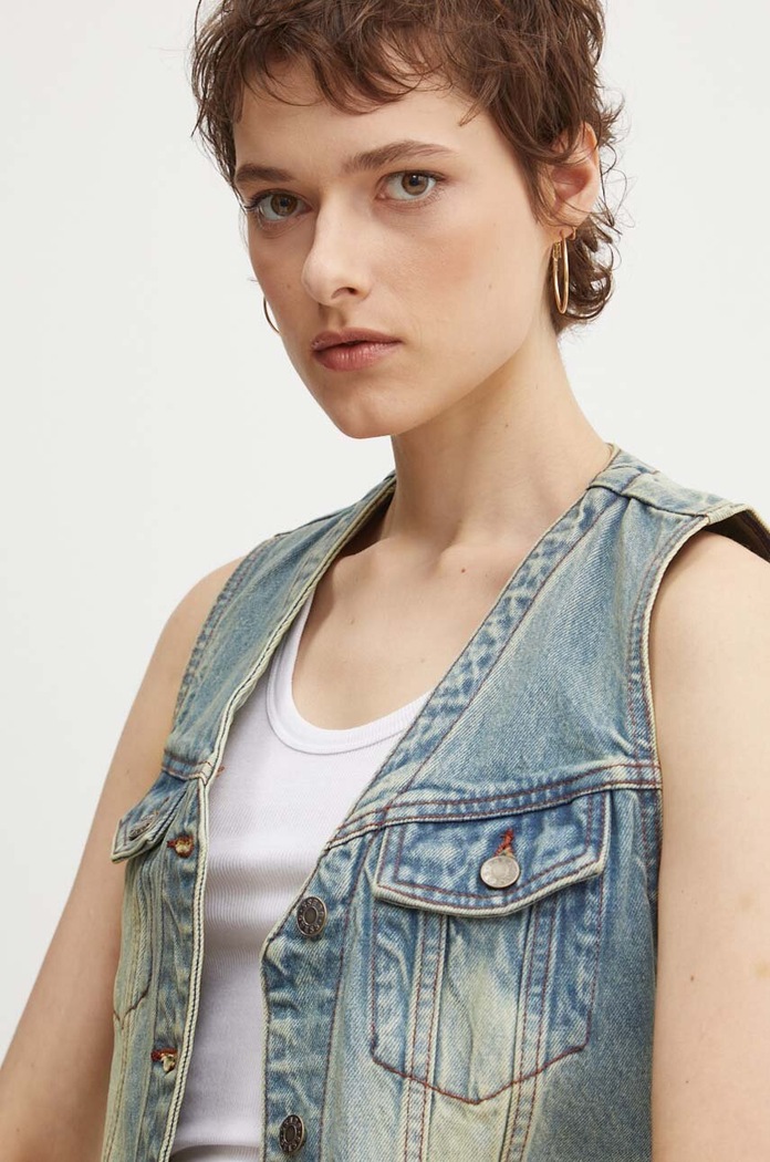 Džínová vesta Guess Originals modrá W4YG21.D4XY0