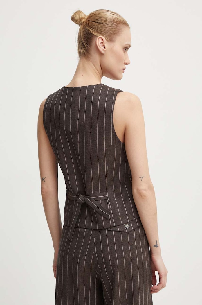 Oblečenie Ľanová vesta Day Birger et Mikkelsen Frida - Casual Linen Stripe DAY65243245 hnedá