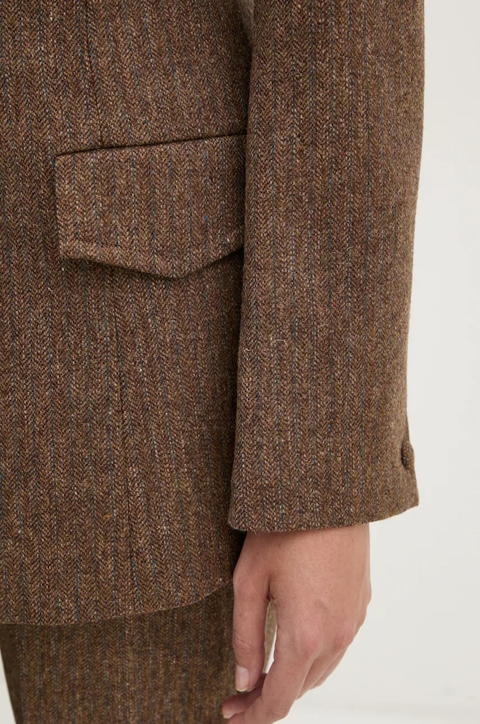 Vuneni sako Remain Fitted Herringbone Blazer 5018632977 smeđa