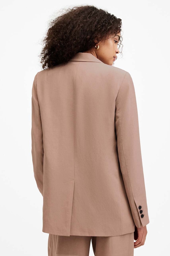 AllSaints marynarka z domieszką lnu DERI LYN WT521Z brązowy