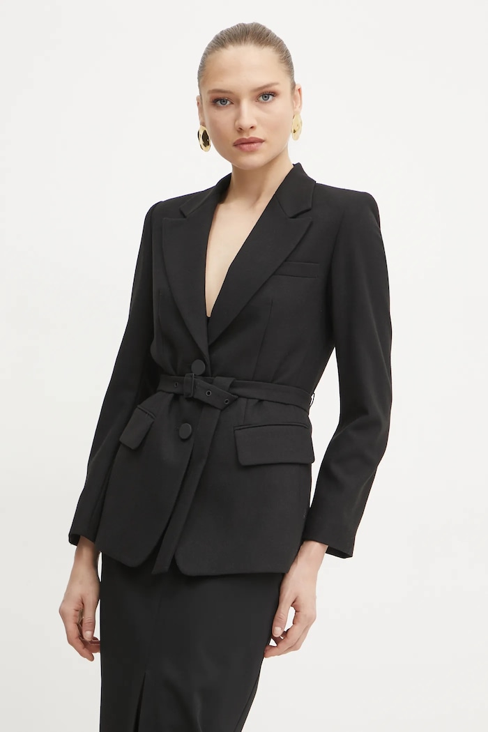 Armani Exchange marynarka z domieszką wełny tkanina czarny 6DYG18.YN1XZ