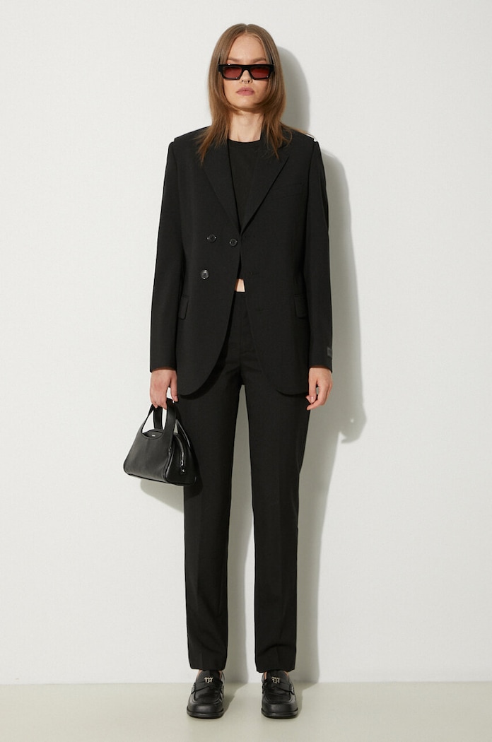 Vlněné sako Kenzo Virgin Wool Waisted Blazer FE62VE2549GE.99 černá AW24