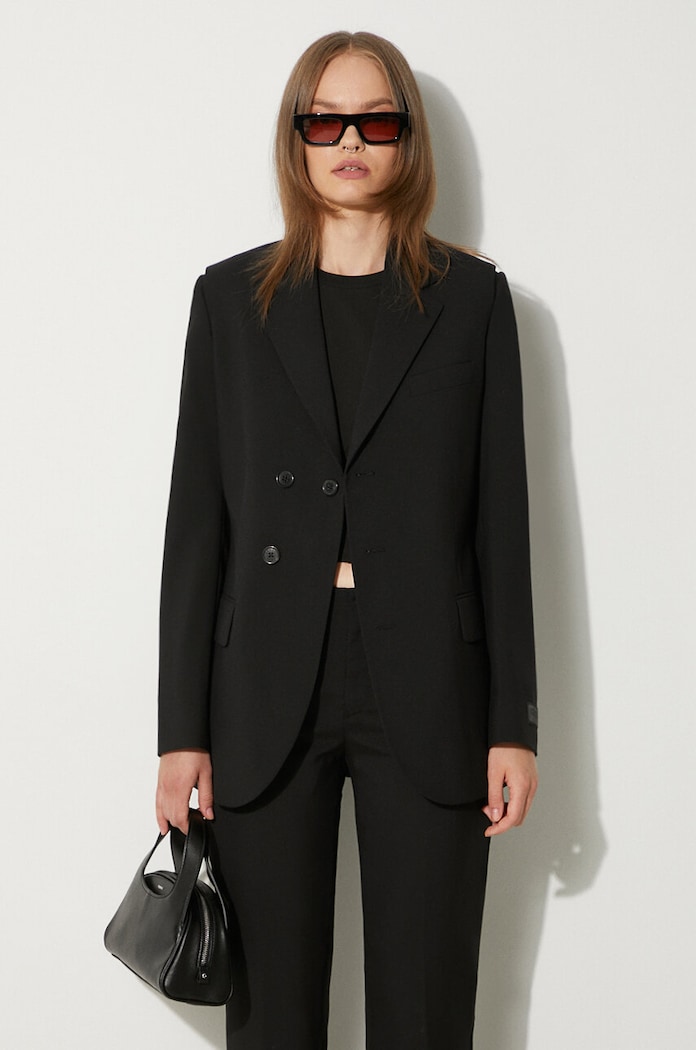 Vlněné sako Kenzo Virgin Wool Waisted Blazer černá FE62VE2549GE.99