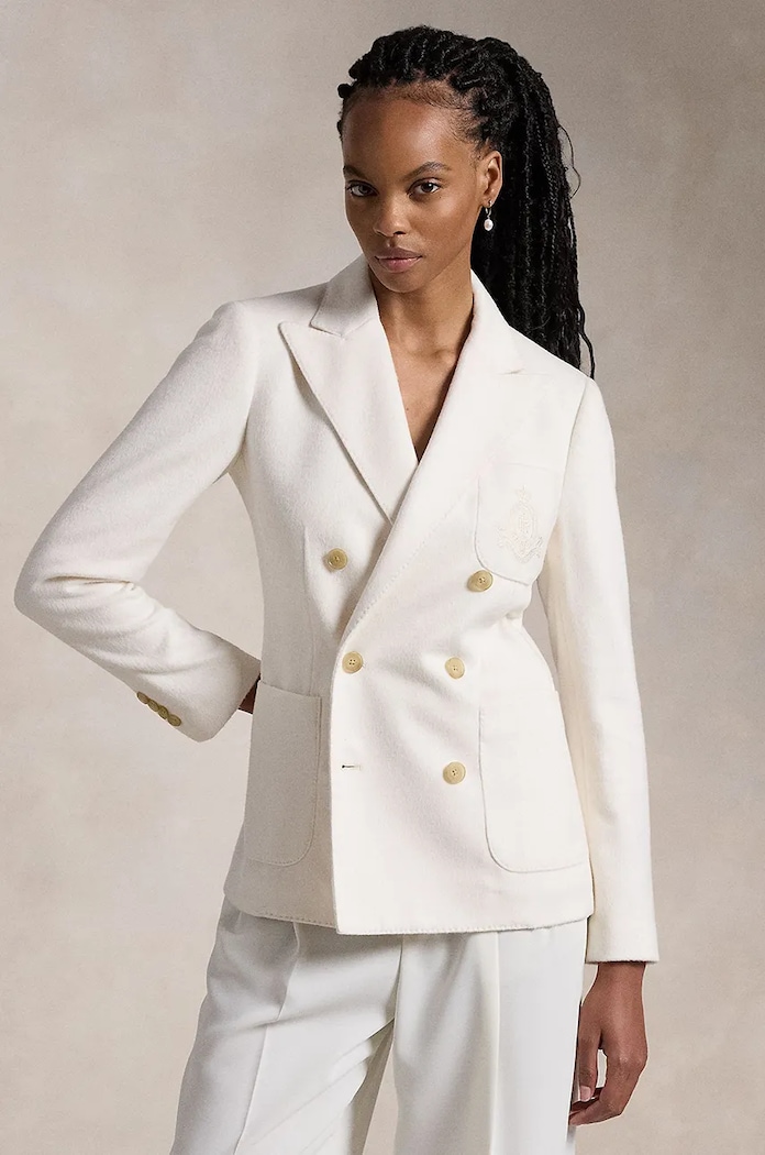 Blazer s příměsí vlny Polo Ralph Lauren pletenina bílá 211947976