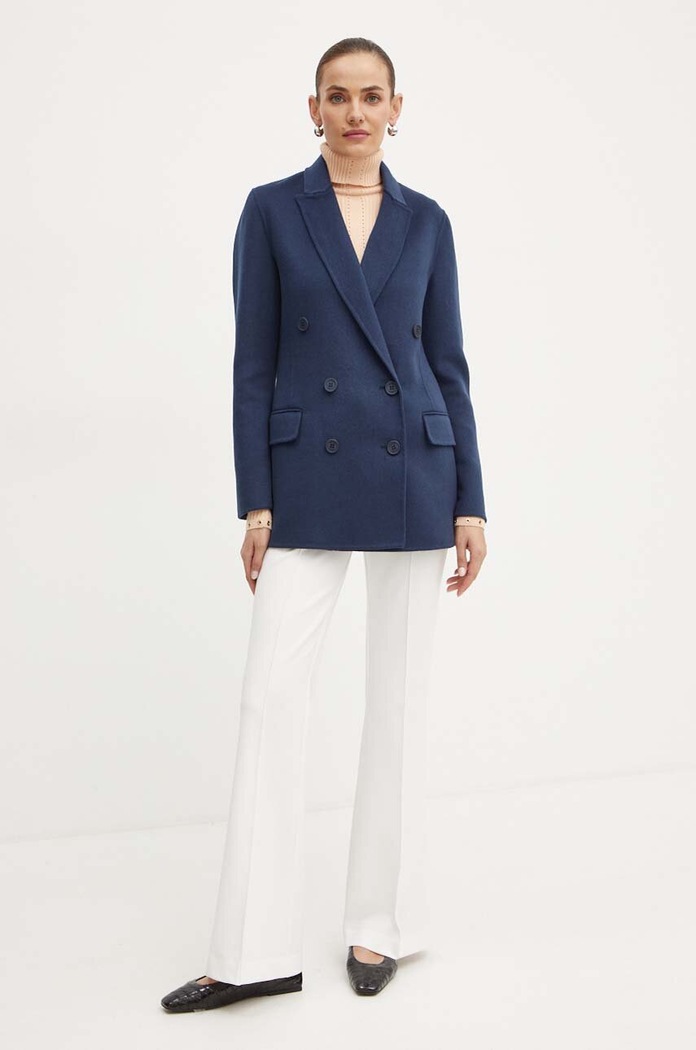 Vlněná bunda Twinset 242TP2063 námořnická modř AW24